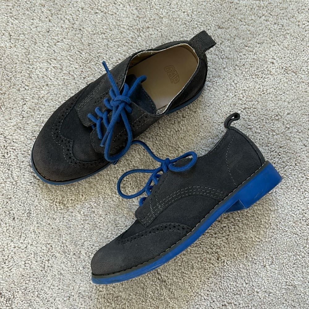 Gap | Gray Suede Blue Laces Oxford shoes | 1